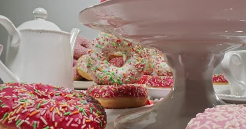 Delicious Doughnuts with Icing and Sprinkles