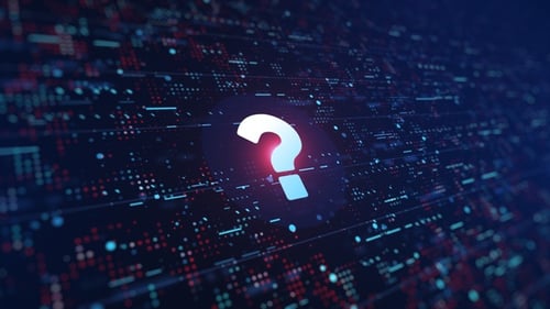 Glowing Question Mark with Abstract Digital Data Background