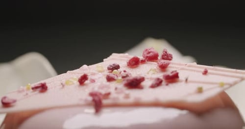 Rotating Pink Dessert Cake Close Up