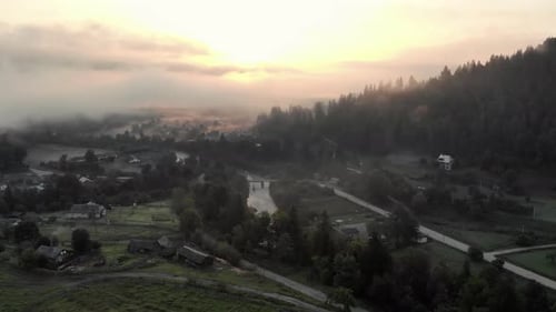 Landscape of the Countryside Mountains Aerial View
