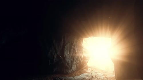 Sunlight Filters Into a Wet Stone Cave