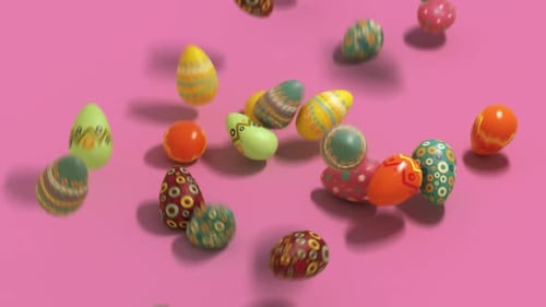 Colorful Patterned Easter Eggs Falling Animation