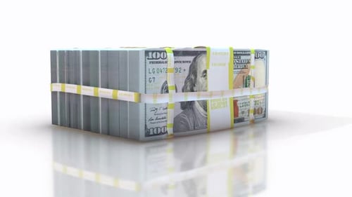 Rotating Stack of US Dollar Bills for Financial Content