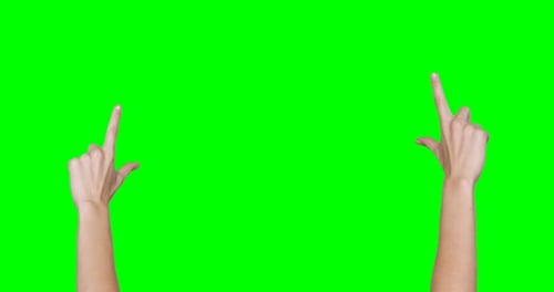Hands Making Touch Gestures on Green Screen