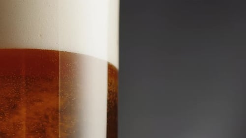 Bubbling Beer with Thick Foamy Head