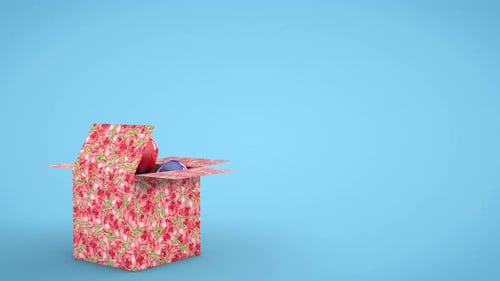 Surprise Gift Box Opening With Floating Balloons Animation