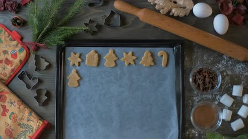 Gingerbread Cookies Being Placed on Tray