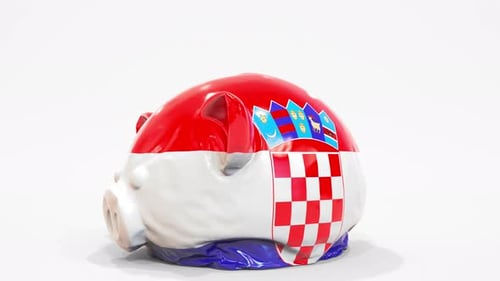 Deflating Inflatable Piggy Bank with Flag of Croatia