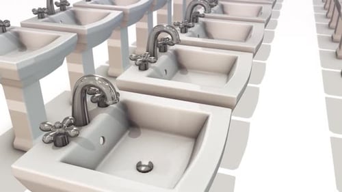 Multiple Ceramic Bathroom Sinks In A Row Hd