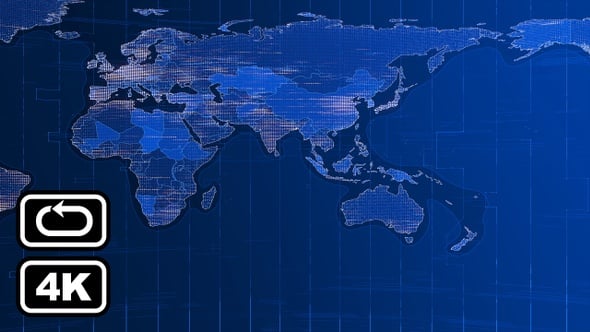 Animated Digital World Map with Global Data Overlay, Stock Video — Envato