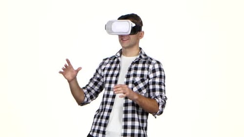 Young Man Enjoys Immersive Virtual Reality Experience