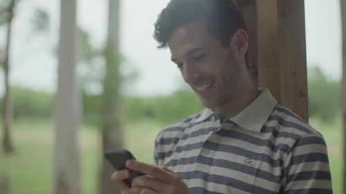 Man using smart phone