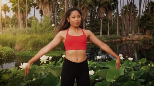 Woman working out in the park