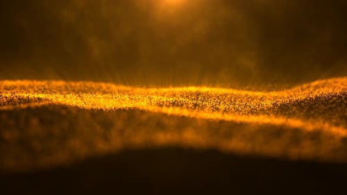 Golden Particle Wave Abstract Background Animation