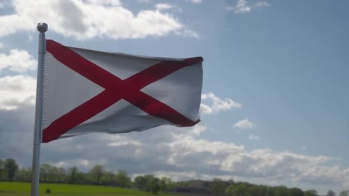 Alabama State Flag Waving in the Wind