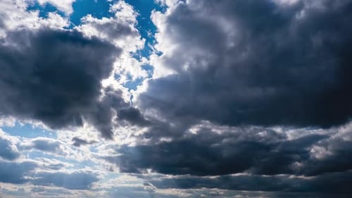 Timelapse Gray Cumulus Clouds Moves Blue Sky