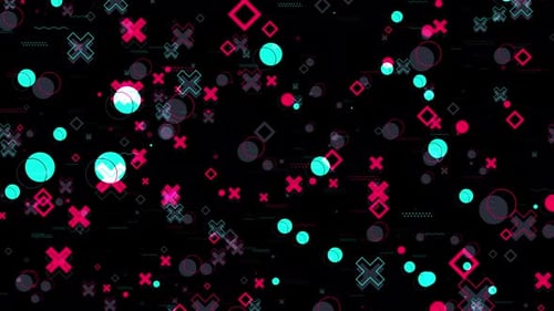 Memphis geometric shapes, crosses, dots and squares, motion abstract business and corporate style