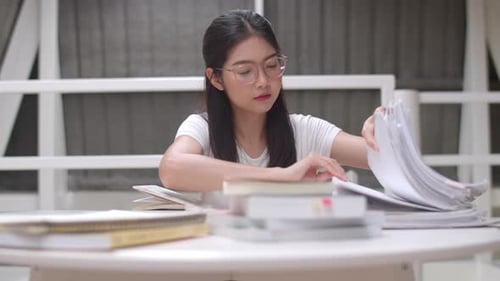 Diligent Student Studies with Books and Papers