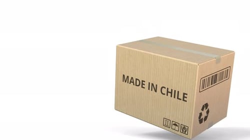 Falling Box with MADE IN CHILE Text