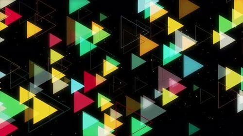 Colorful Glowing Geometric Triangles Motion Background Loop