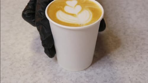 Cappuccino with Tulip Latte Art in Paper Cup