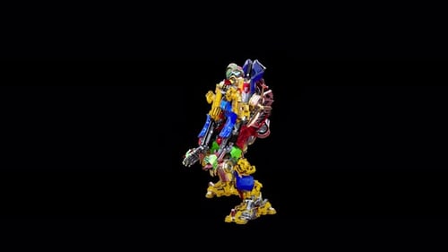 Colorful Walking Robot Assembled from Mechanical Parts