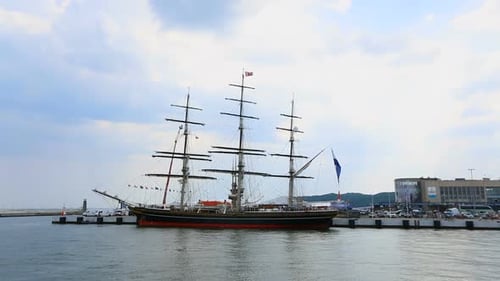 Pleasure Vessel with Tourists on Board Ready to Leave Harbor for Open Sea Voyage