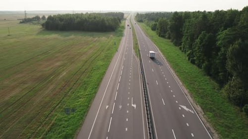 Asphalt Highway with a Small Number of Cars