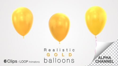 Looping Golden Party Balloons with Alpha Channel