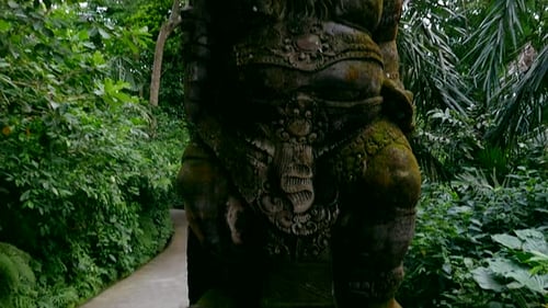 Mossy Statue in Tropical Jungle Setting