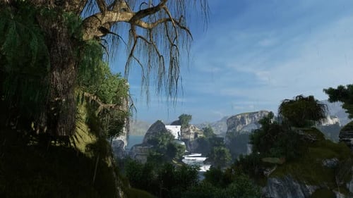 Blick auf den Wasserfall am Nachmittag