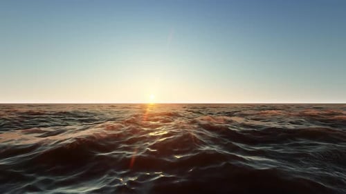 Flying Over The Sea During The Sunset