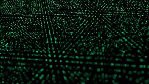 Futuristic Digital Grid Green Dot Motion Background
