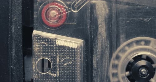 Vintage Audio Cassette Tape Rotating Close Up