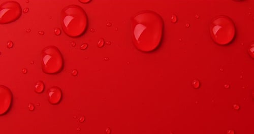 Abstract water drops on red background, macro, Bubbles close up