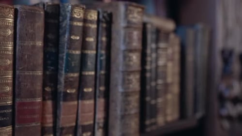 old library with shelves of antique books