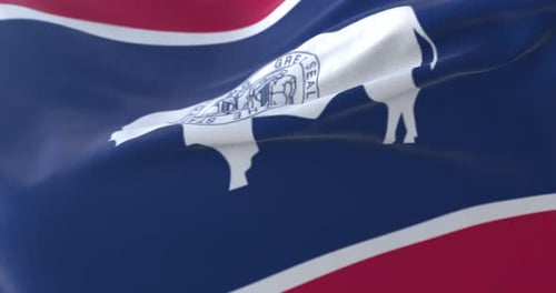 Wyoming State Flag Realistic Waving Loop