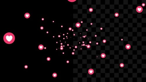 Floating Pink Heart Reactions Social Media Overlay