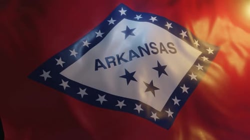 Arkansas State Flag Waving with Realistic Light