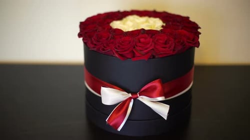 Elegant Rose Bouquet Gift on Dark Table