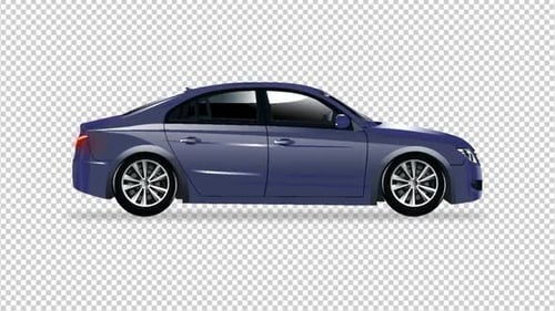 Modern Illustrated Blue Sedan Car Driving Animation