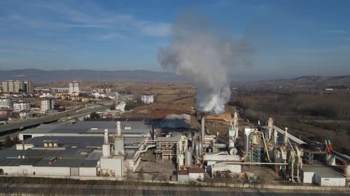 Factory Building On Plain