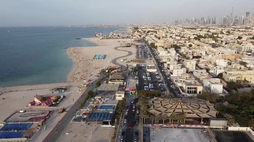 Flying over Dubai Seaside