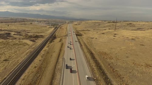 A flight over Highway 85 outside of Denver Colorado