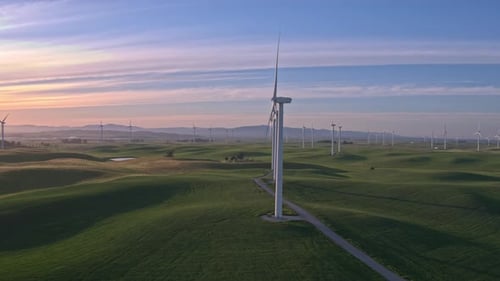 Wind Farm At The Sunset