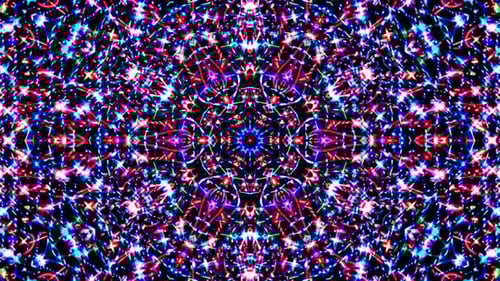 Abstract Kaleidoscope Pattern with Glowing Neon Lights