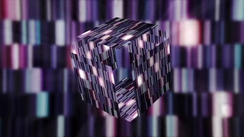 Schimmernder 3D-Würfel im Cyberspace