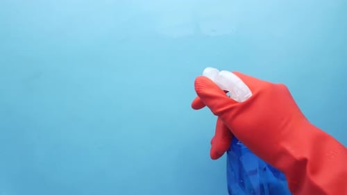 Gloved Hand Cleaning with Cleaning Solution