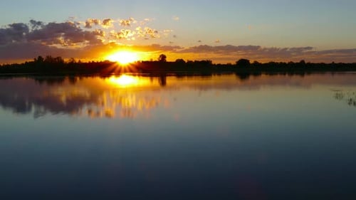 Landscape with Sunset Over Lake