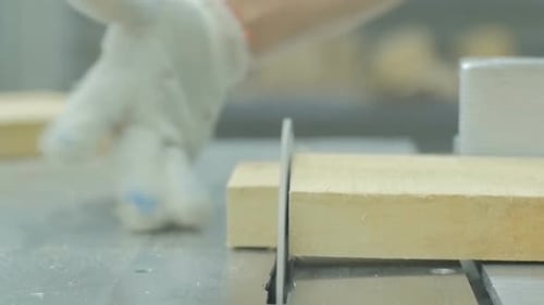 Close Up of Table Saw Cutting Wood